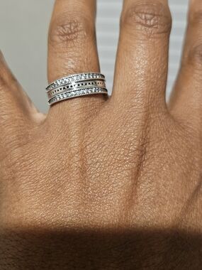 Pandora Silver Multi-Row CZ Ring/ SZ 9